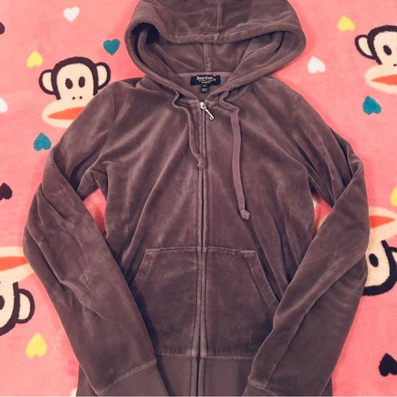 Juicy Couture Tops - Juicy Couture Gray Velour Zip up